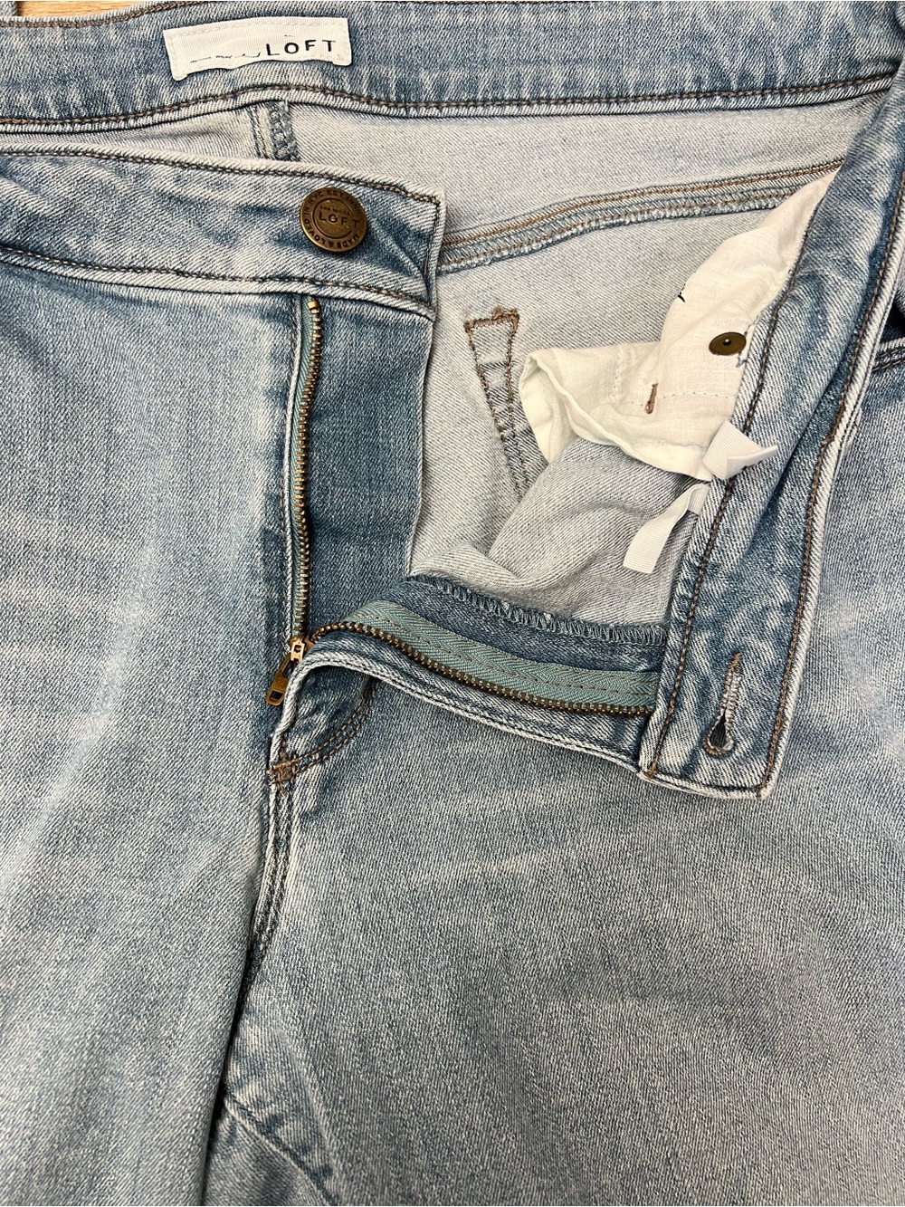 LOFT Women’s Size 14 / 32 US High Rise Curvy Skinny  Stretch Jeans Blue Denim - Picture 5 of 16